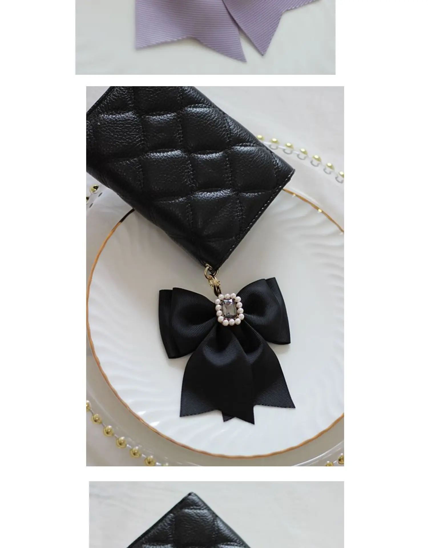 Japanese Liz Bow Ribbon Gem Girl Wallet Pendant Rhinestone Bowknot Keychain Fashion Bag Accessories Bag Charms