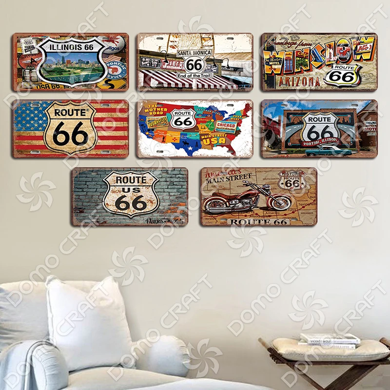 Vintage Route 66 Metal Sign – Arizona/New Mexico Highway, Rustic Garage Or Bar Wall Decor