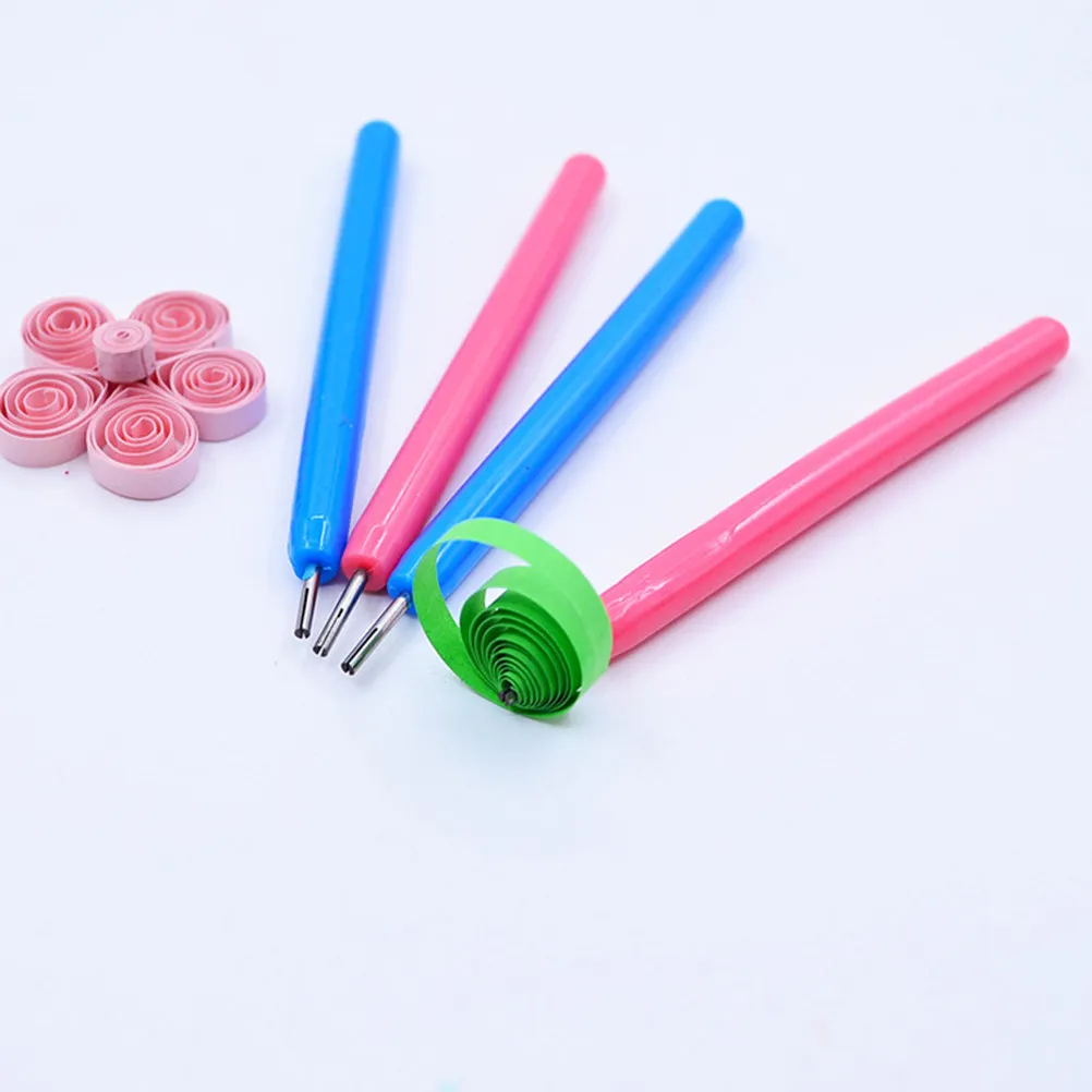 5Pcs 우아한 종이 퀼링 펜 세트 스테인레스 스틸 볼펜 펜촉 소프트 터치 고무 그립 DIY를 위한 오래 지속되는 내구성
