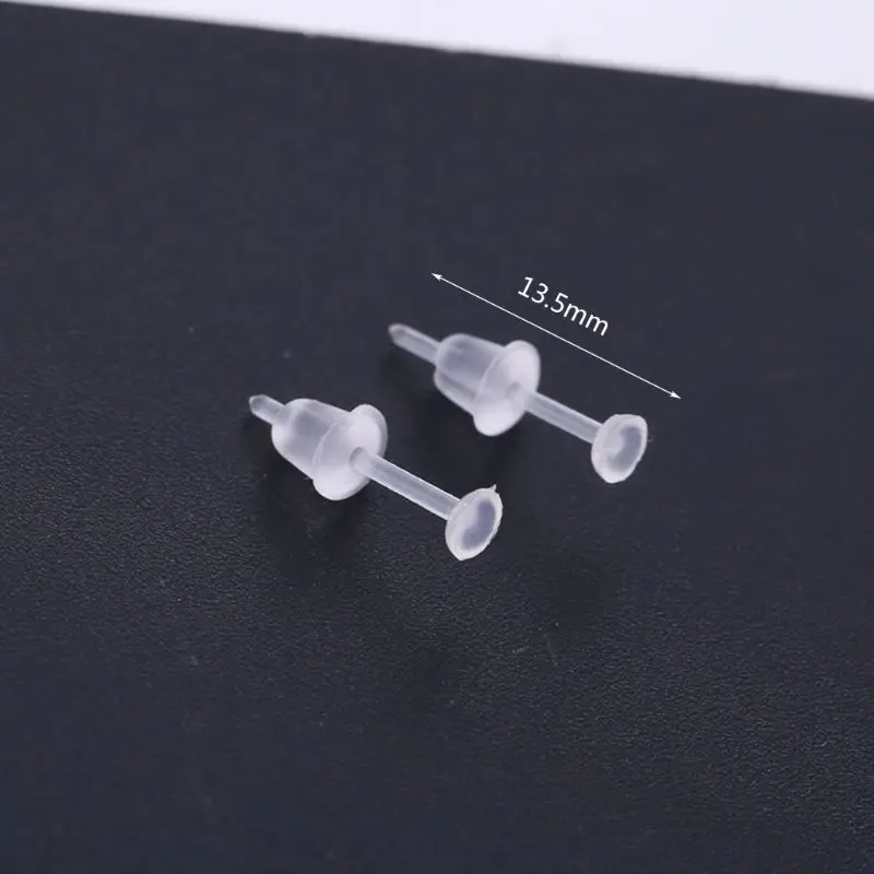 For Creative 100 Set Clear Earrings Plastic Post Earrings Silicone Earring Backs Ear Studs Piercing Retainers for Women 2