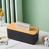 Bamboo Wood Cover Simple Wire Box Cable Management Box Plug Board Storage Box Power Cord Charger Storage 6
