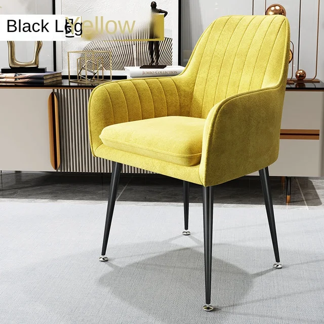 Nordic Ins Chair Home Internet Celebrity Makeup Dressing Table Stool Backrest Girly Bedroom Simple Manicure Light Luxury Chair Yellow A Black