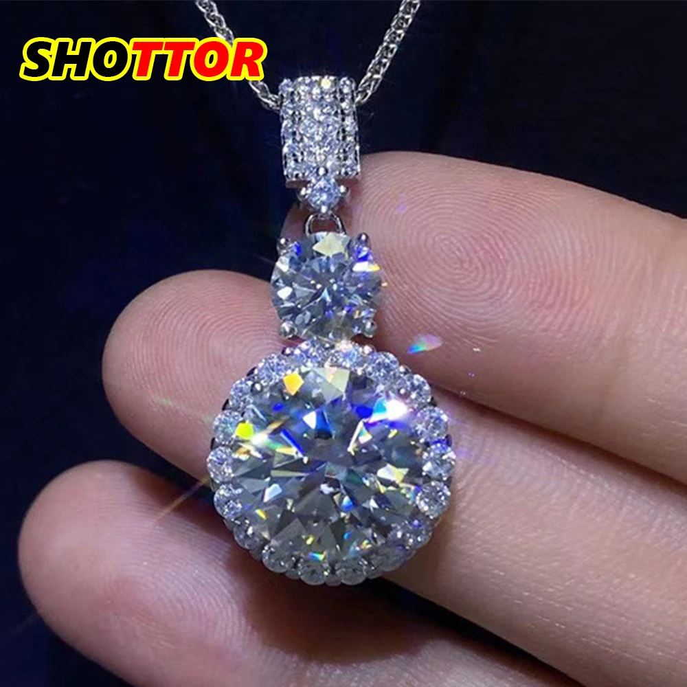 

10 Carat Moissanite Necklace For Women 925 Silver Platinum Plating D Color VVS1 Pendants Moissanita Collares Para Mujer 2023