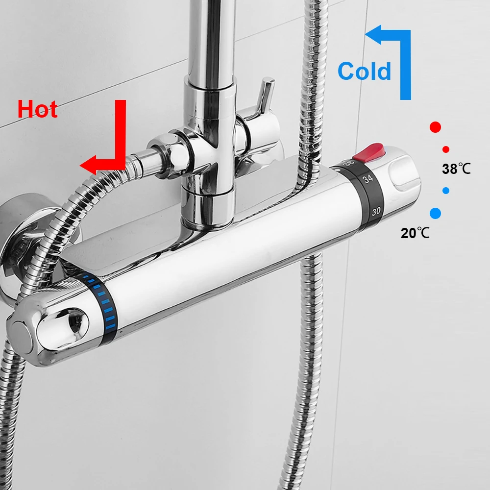 เครื่องมือห้องน้ําร้อนและเย็น Thermostatic TAP ก๊อกน้ําอ่างอาบน้ํา Thermostatic ก๊อกน้ําอาบน้ําห้องน้ําวาล์วผสม 1