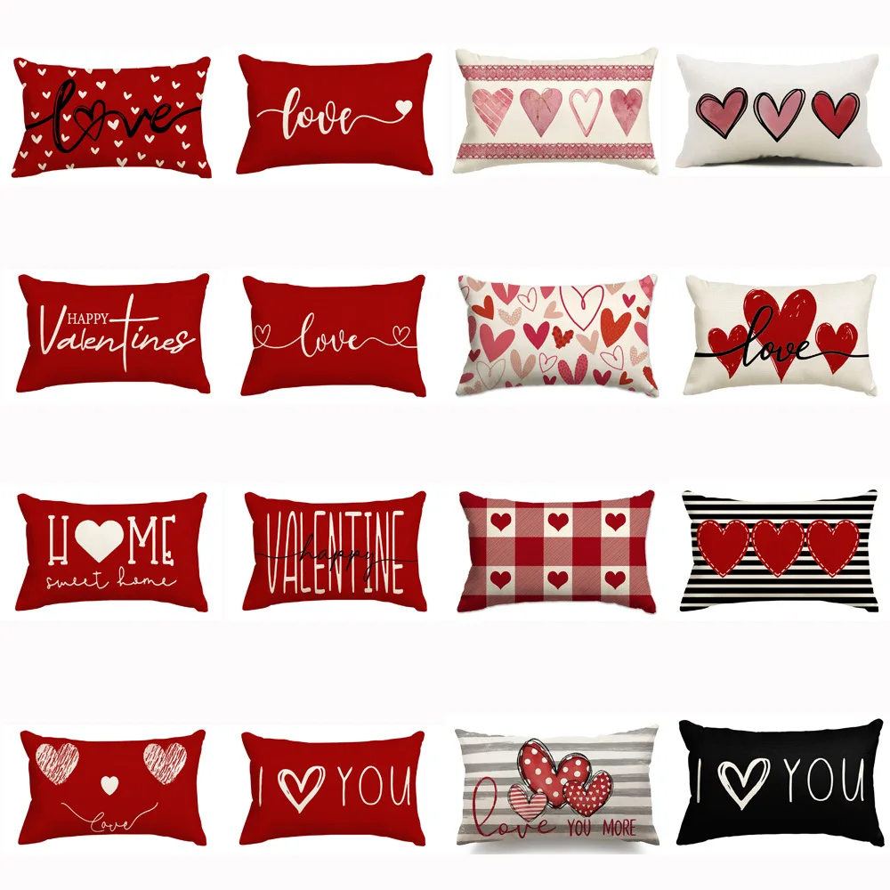 Set Di 2 Federe Per Cuscini Di San Valentino, 30 X 50 Cm, Rosa