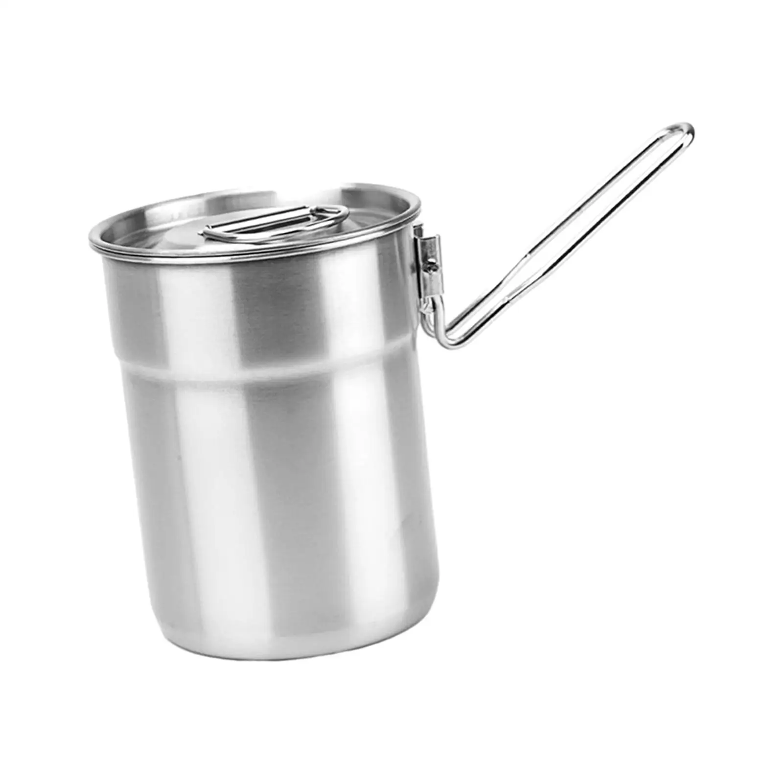 Camping Mug 1L with Folding Handle Stockpot Durable Camp Cookware Stainless Steel Cup for Everyday Beach Outdoors Travel Kitchen