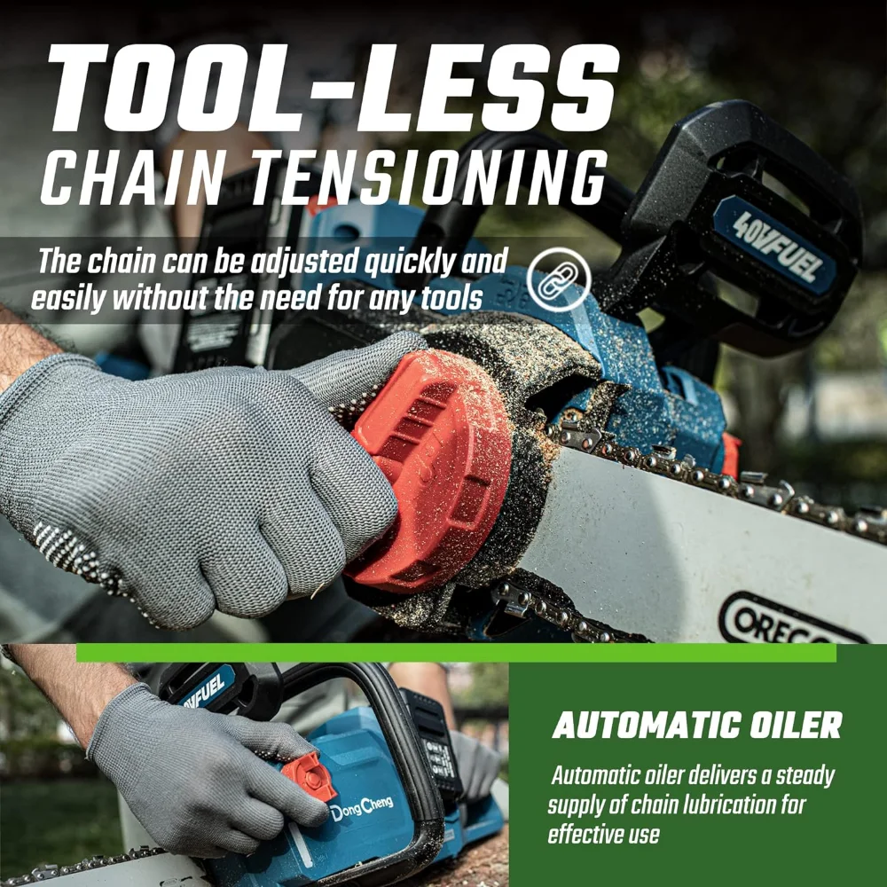 DongCheng Chiansaw 16 Inch, 40V Cordless Chain Saw with Tool-free