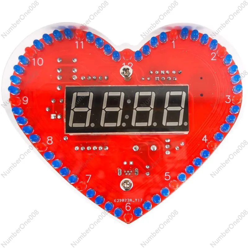 하트 모양 회전 LED 디지털 시계 온도 표시 다중 애니메이션 DIY 전자 키..