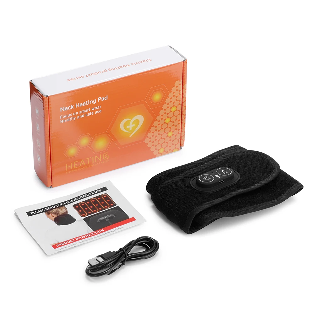 Cordless Heated Neck Wrap Electric Vibration Heating Massage Pad Red Light Cervi