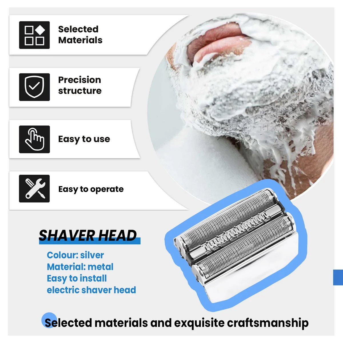 Replacement Shaver Head for Braun 70S Series 7 790Cc, 760Cc, 7850Cc, 7865Cc, 7880Cc, 7893S, 740S Cutter Replacement Head 5