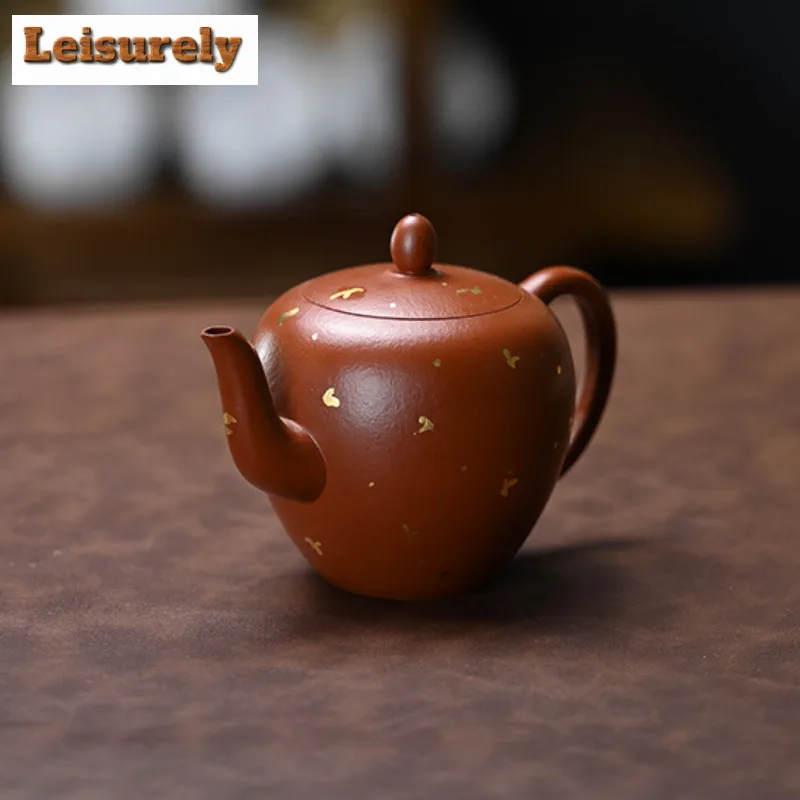 210ml Yixing Purple Clay Teapots Handmade Sprinkle Gold Beauty Shoulder Pot Raw Ore Dahongpao Mud Kettle With Strainer Zisha Tea
