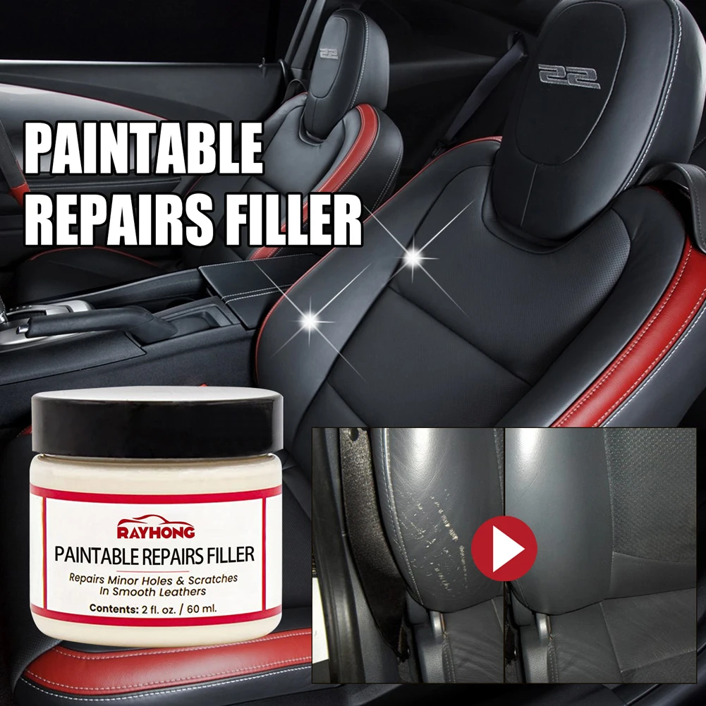 60ml Leather Filling Paste Leather Filler Repair Car Scratches Cracks Sofa Seat Complementary Refurbishing Cream leather filler paste leather repair paste