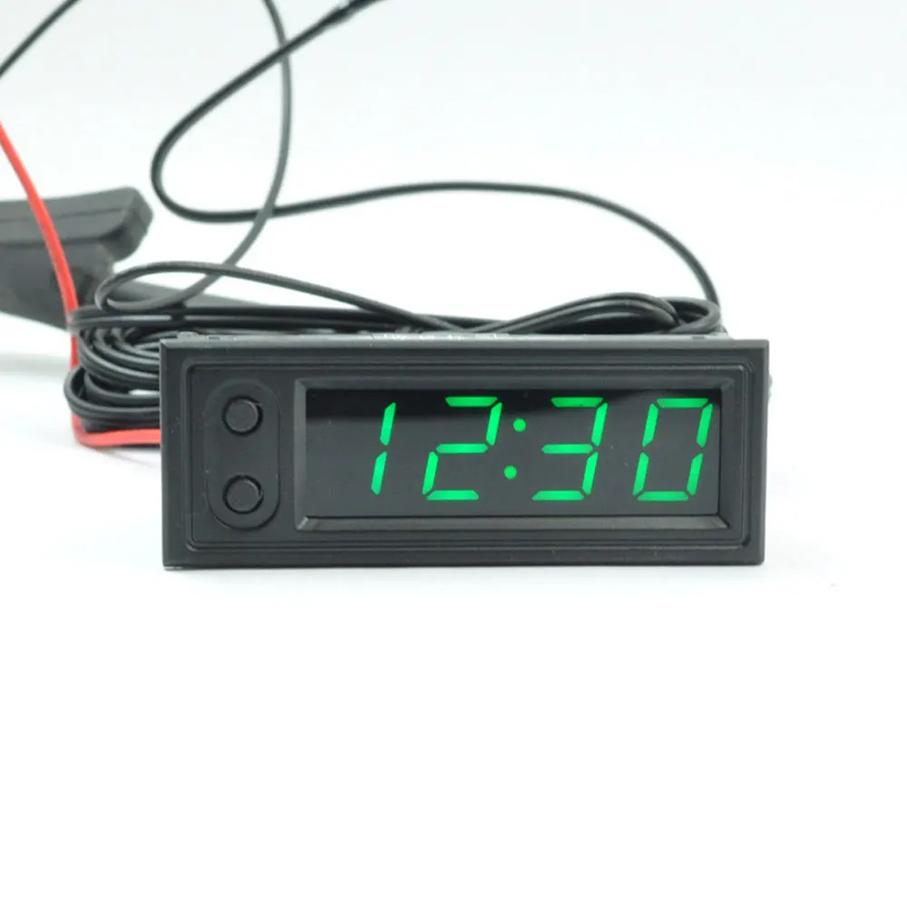 Kit per auto 3 in 1 da 12 V, kit essenziale per auto, termometro, voltmetro, orologio, display digitale a LED (blu