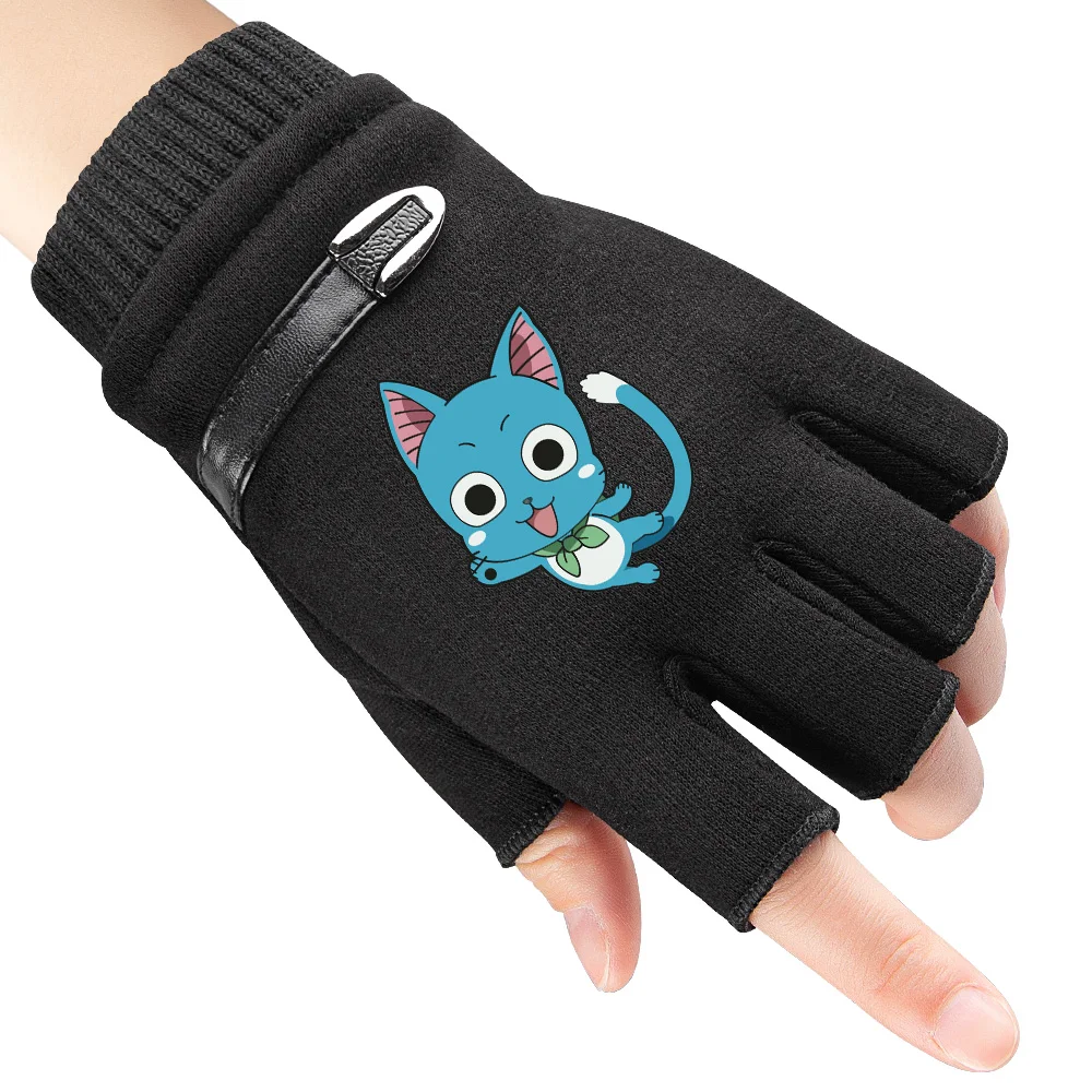 Anime Fairy Tail Winter Knitting Gloves Boy Girl Cartoon Warm Outdoor Bicycle