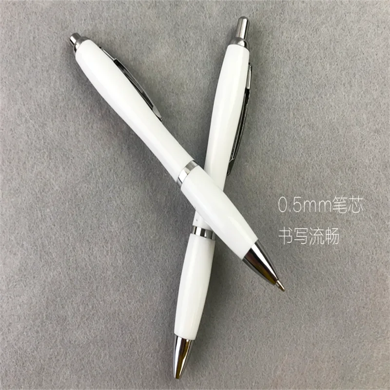 Low Price Wholesale Ballpoint Pen Customized Logo Heat Transfer Blank White Pen 100PCS