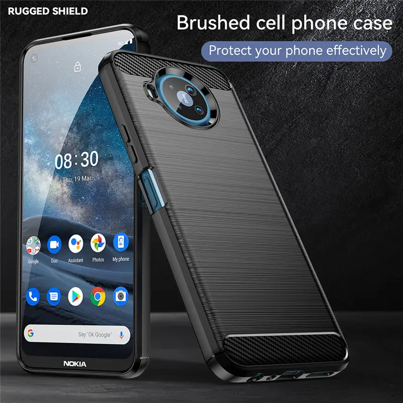 Carbon Fiber Soft Silicone TPU Phone Case Cover - Black