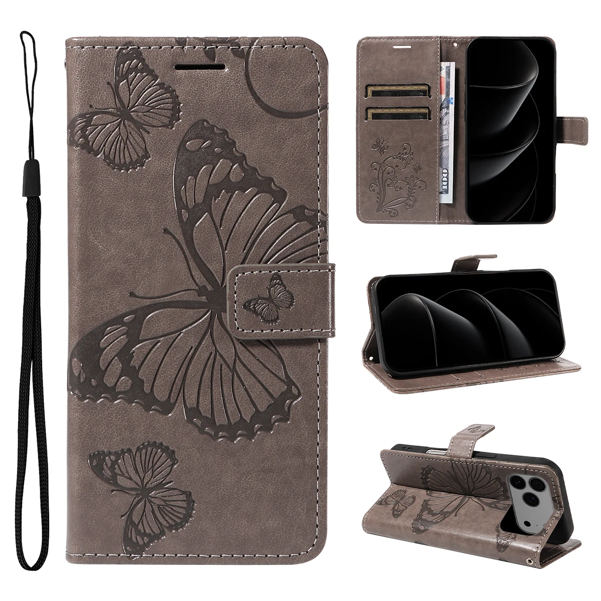 Butterfly Design Magnetic Leather Wallet Phone Case