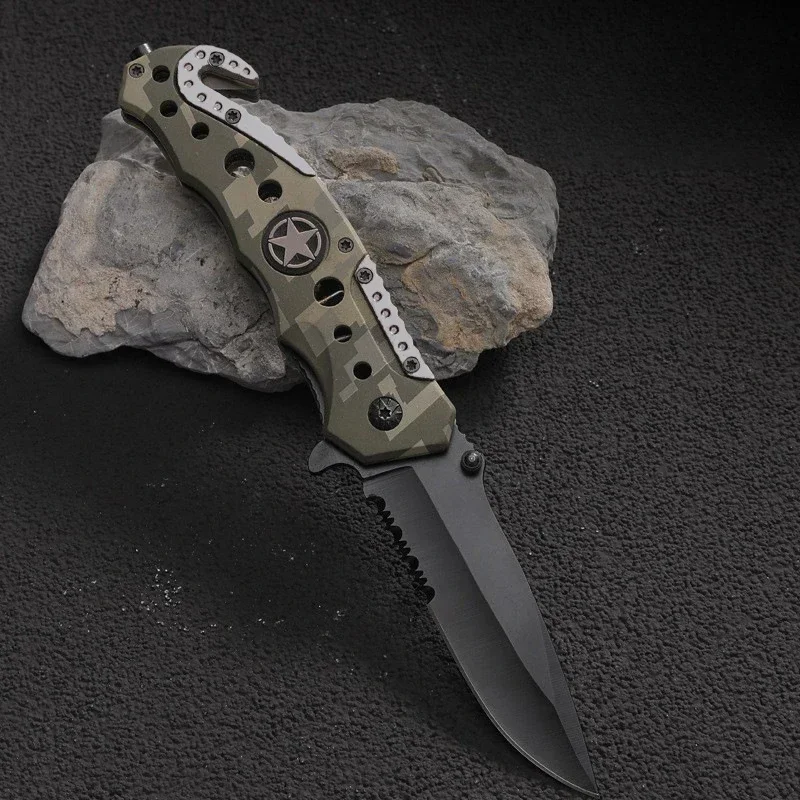 

3cr Steel Self-defense Survival KnifePortable Folding Knife with Broken Window Cone Clip, Portable Outdoor Tool