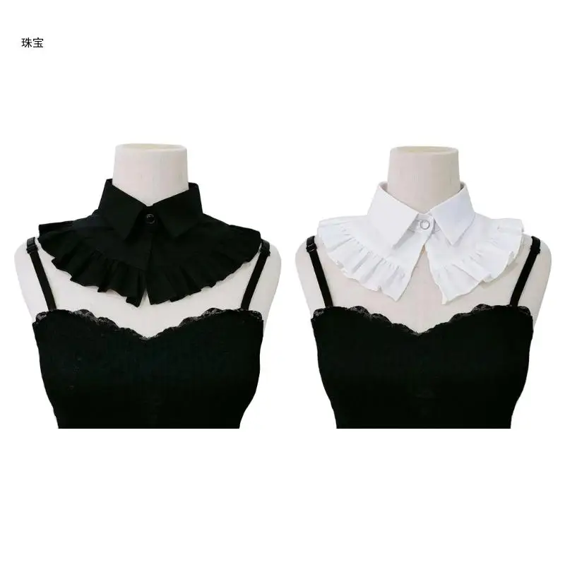 

X5QE Women Vintage Ruffle False Collar Chokers Necklace Decorative Clothing Accessory