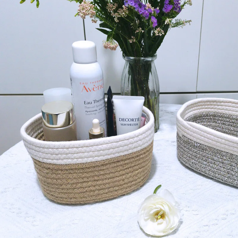 Cotton Rope Woven Square Fabric Toy Storage Basket 3
