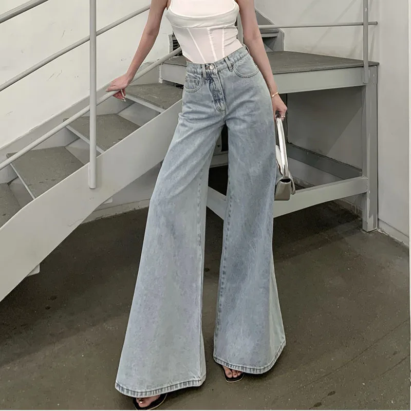 

Chic Women Loose Wide Leg Jeans Trousers For Female BF 2023 Summer Autumn High Waist Casual Denim Pants Streetwear WJ33