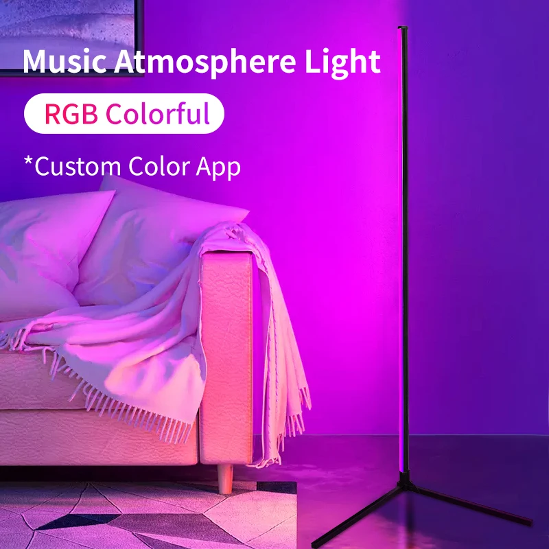 LED Floor Lamp 155CM RGB Music Sync 16 Million Color Changing Standing Mood Light For Bedroom Living Room