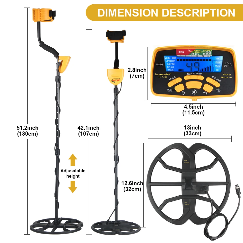 TC500 Professional Metal Detector Underground Gold Detector High Accuracy Metal Finder Waterproof Search Coil Seeker Treasure