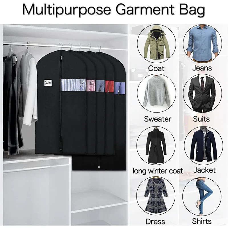 Dustproof Clothing Covers Waterproof Clothes Dust Cover Coat Suit Dress Protector Hanging Garment Bags Closet Organizer - 2