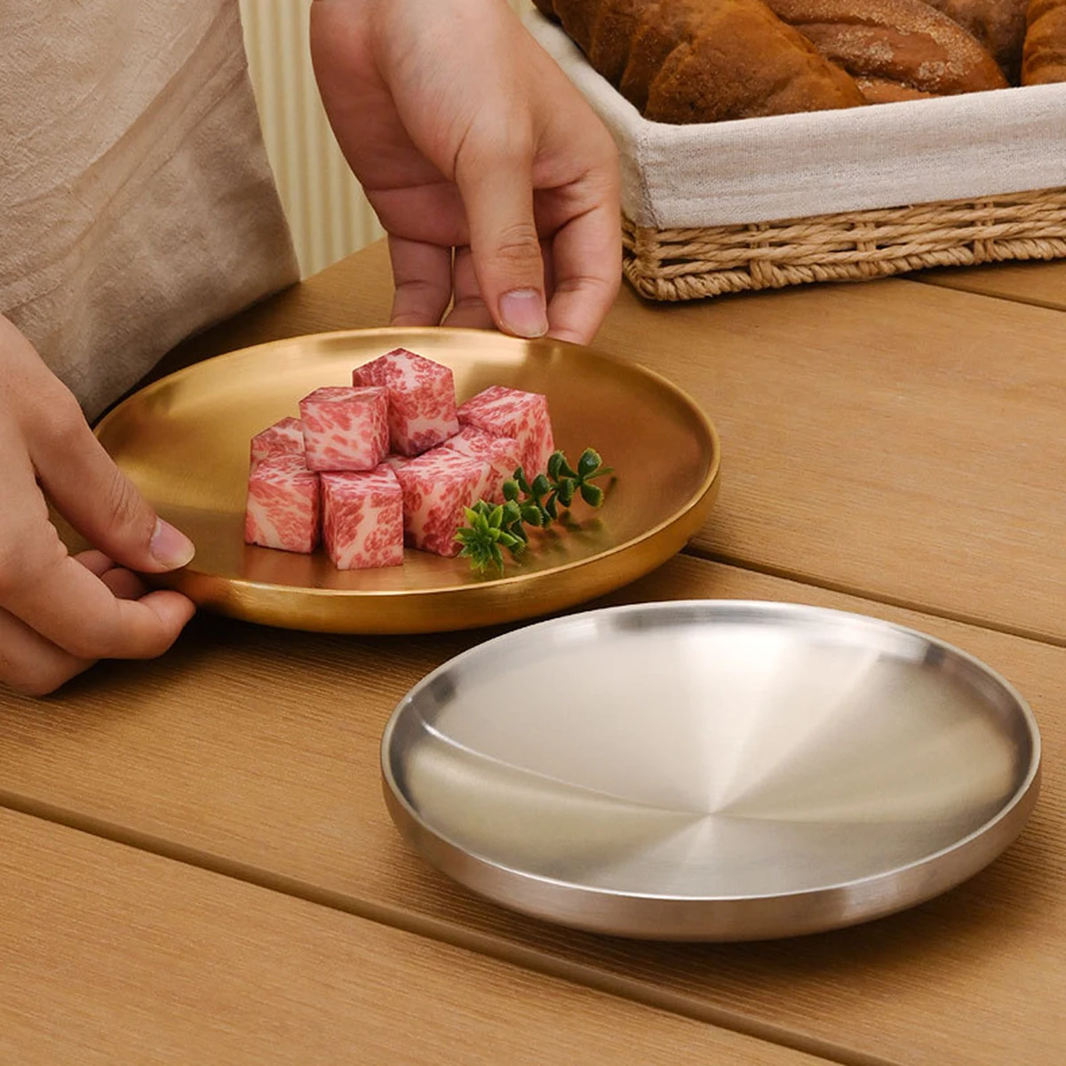 Korean Version of 304 Stainless Steel Double Disc Barbecue Plate Insulated Flat Plate