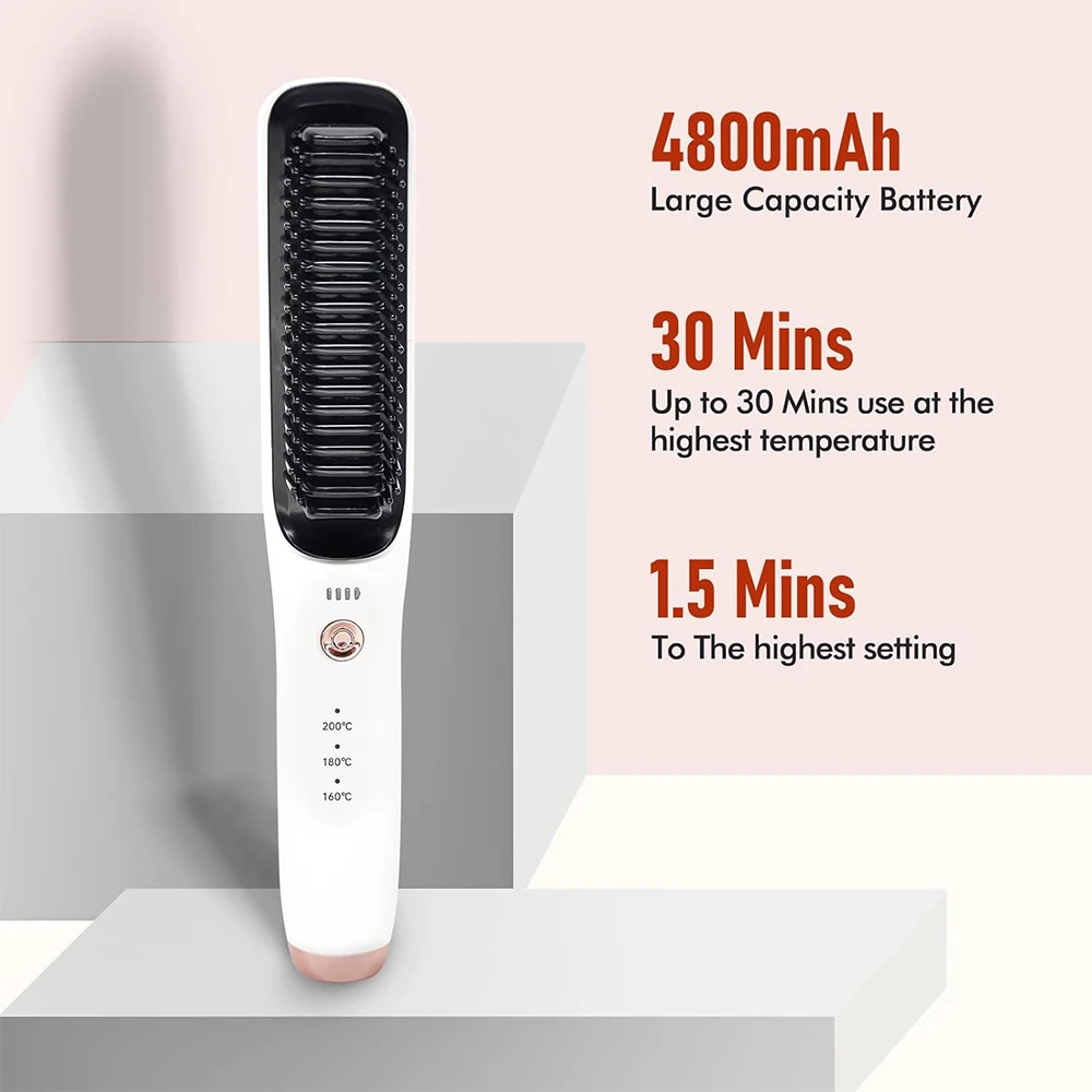 Wireless straight hair comb,roll and straighten dual-use portable board clip no damage to hair, hair stylingUSBhome straightener 4