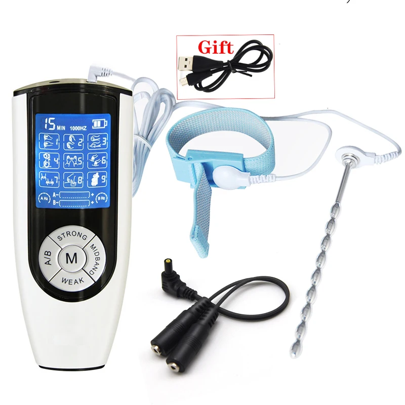 BDSM Electric Shock Penis Plug/Ring Electro Urethra Sound Catheter Dilator E-Stim Cock Extender Male Masturbator Sex Medical Toy electro sex toys electric sex toys penis rings