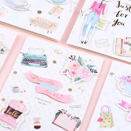 

7pcs vintage greeting cards handmade tea time small gift flower message cards