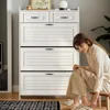 Multi Functional Narrow flip Shoe Cabinet with 3 Doors 2 Drawers, accommodate Various Shoes, Suitable for Entryway and corridors 5