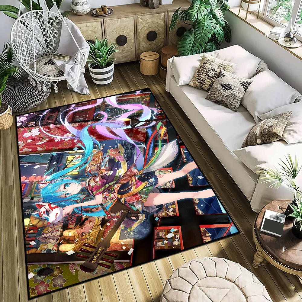 Door Mat Kawaii Anti-Slip Kitchen H-Hatsune Bedroom Handmade Tufted Miku Anime Rug Carpet Living Room Entrance Decoration home 2