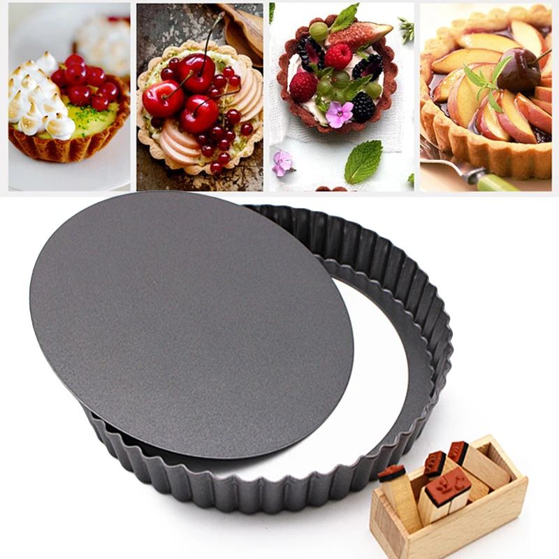 

Mini Round Pie Muffin Cupcake Pans Non-Stick Tart Quiche Flan Pan Pie Mold Removable Loose Bottom Fluted Pizza Cake Molds