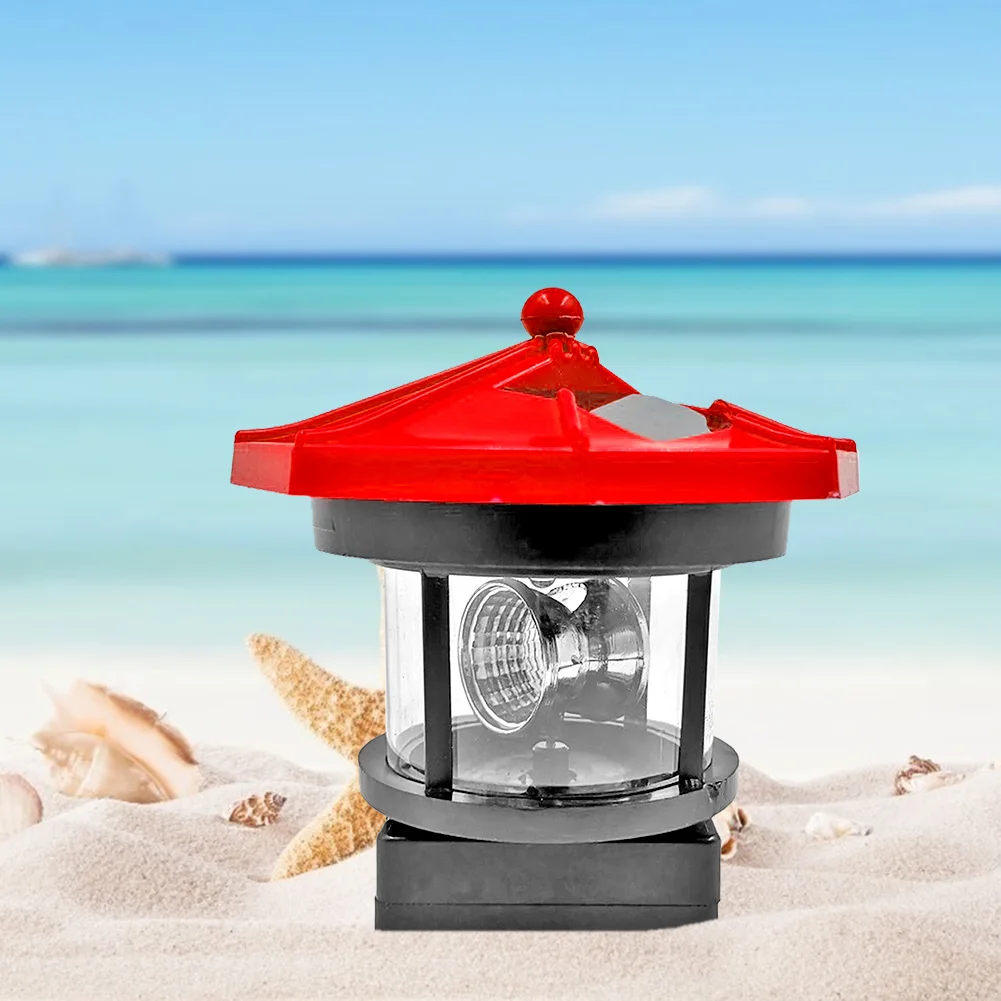 Lighthouse Solar LED Light Practical Durable Multi-functional Classic Fence Decor Smart Sensor Beacon Rotating Beam Lamp