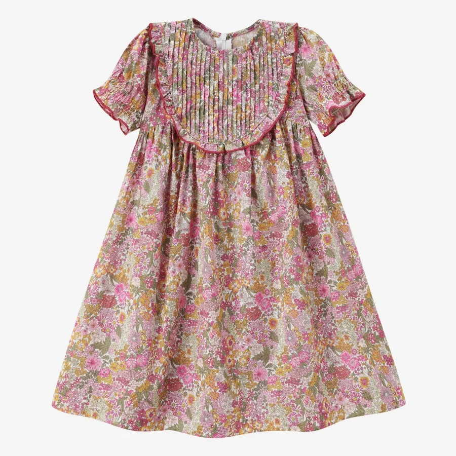 Summer Green Grid & Pink Floral Collection Family Matching 100% Cotton Clothing Set