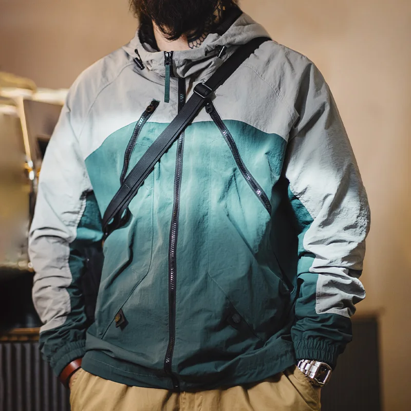 Maden Outdoor Parachute Hooded Jackets for Men Breathable and Dry