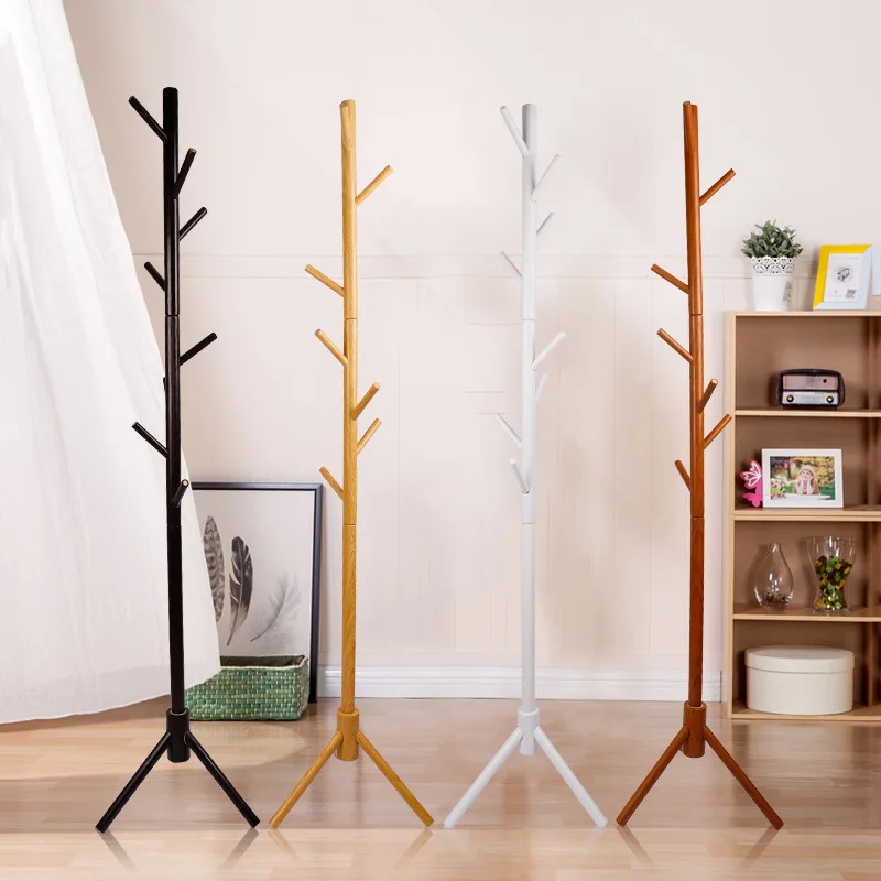 Natural Wooden Clothes Rack Stand Handbag Hat Coat Hanger 8 Hooks Bedroom  Living Room Clothing Organizer Home Nordic Furniture