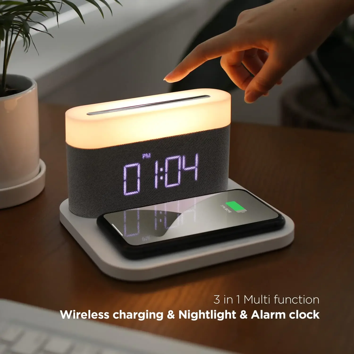 

2024 Wireless Charging 3 in 1 Bluetooth Speaker Night Light Dimmer Digital Clocks for Bedroom Kids Heavy Sleepers Caixa De Som