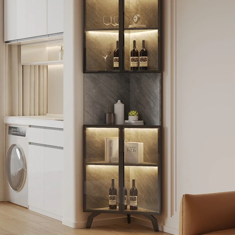 Iron Cabinet Metal Storage Whiskey Showcase Display Wine Rack Room Liquor Bar Luxury Open Cabinets Refrigerator Portable Outdoor