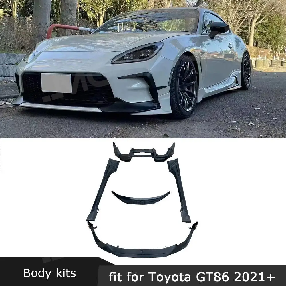 

Автомобильный передний бампер, боковые юбки для Toyota GR86 2021 + задний диффузор, спойлер заднего багажника, крыла ABS, Черный Боди-комплект, автомобильные аксессуары