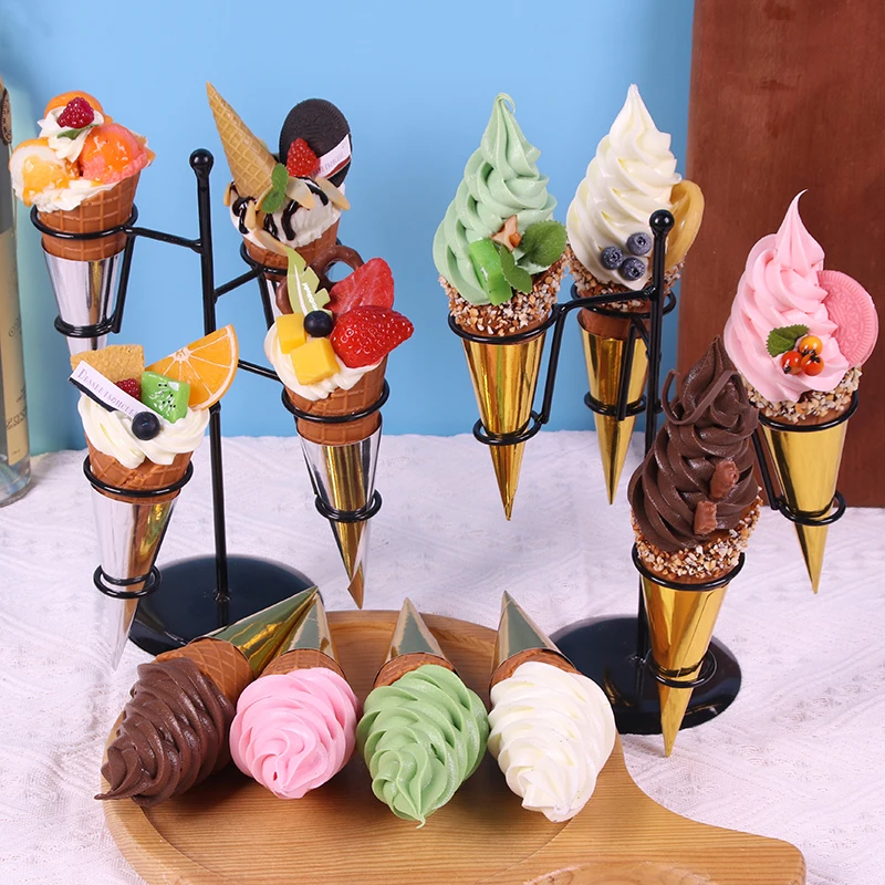 

1pcs Simulation Ice Cream Model Commercial Ice Cream Cone Ornaments Food Ice Cream Decoration Shooting Props