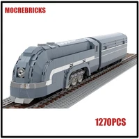 MOC City High-speed Locomotive New York Central Railway Streamlined Passenger Trains Building Block Model Kid's Bricks Toys Gift 1