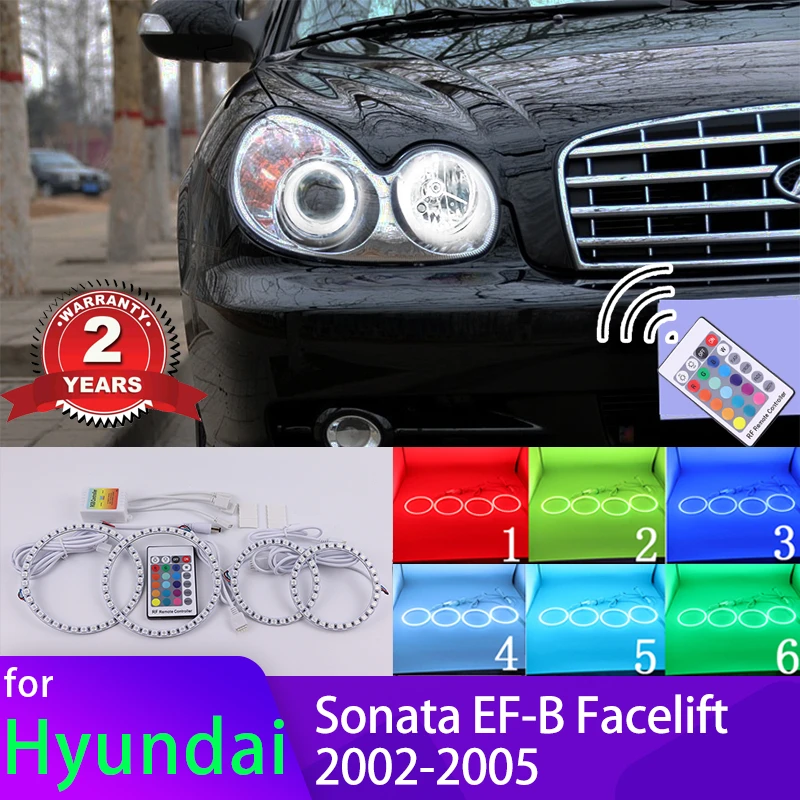 

RGB multi-color RF Remote Control Halo Ring DRL LED Angel Eyes Kit For Hyundai Sonata EF-B Facelift 2002-2005 Headlight Retrofit