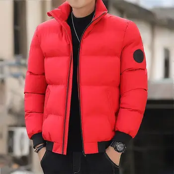 Autunno Inverno Uomo Parka Tendenza Moda Casual Solido Spallina Colletto alla coreana Tasche Cerniera Allentato Addensare Cardigan Cappotti di cotone Top 1