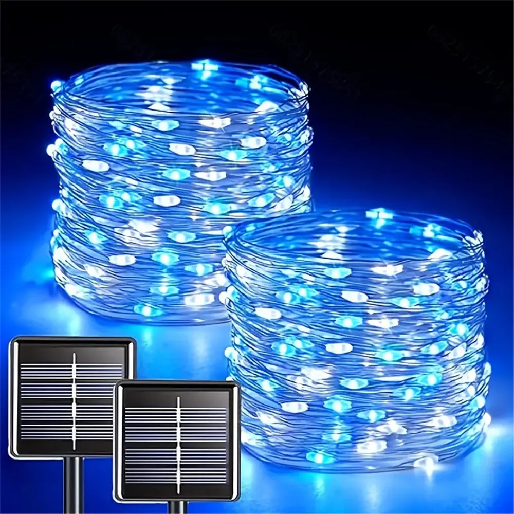 Solar-Powered Waterproof LED Fairy String Lights for Outdoor Holiday and Party Decor