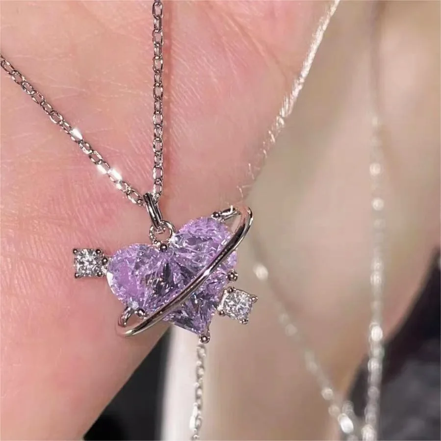 Pure Elegance Heart Crystal Pendant Necklace