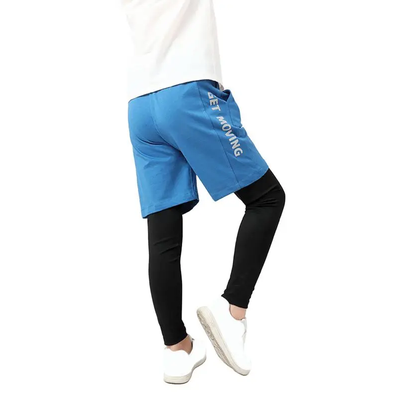 Spring Summer Trendy New Big Children Sports Pants Boys Quick Drying Ice Silk Fake Two-piece Pants Mosquito Proof