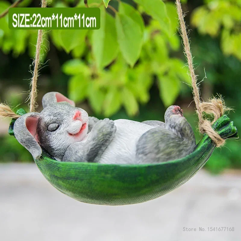 Creative Garden Outdoor Tree Pendant Swing Rabbit Decoration, Garden Cartoon Animal Crafts Decorations For Home, 1Pc